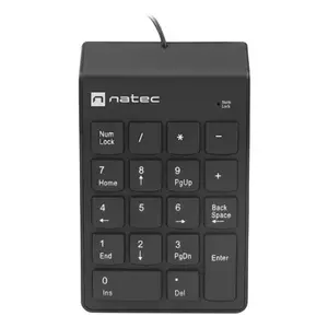 Skaitļu tastatūra NATEC GOBY 2 USB 18 taustiņi membrānas melna — vadu USB, 18 taustiņi, kabelis 1.5 m, ABS korpuss