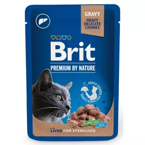 BRIT Premium Cat Liver Sterilised - mitrā kaķu barība - 100g