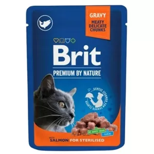 BRIT Premium Cat Salmon Sterilised - влажный корм для кошек - 100г