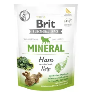 Лакомство для собак Brit Functional Snack Mineral Ham 150 г — односоставное ветчинное гипоаллергенное угощение для щенков и всех пород