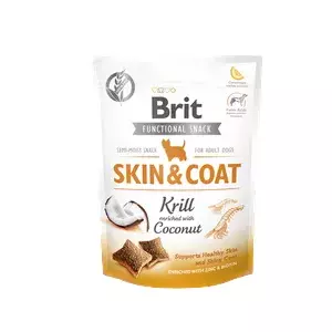 Лакомство для собак Brit Dog Skin & Coat Krill Coconut 150 г — диетическое твердое угощение для взрослых, вкус криля, без глютена