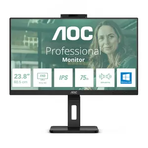 AOC 24P3CW Datora monitors 23.8" Full HD IPS 1920 x 1080 LED Melns ar iebūvētu tīmekļa kameru USB centrmezglu skaļruņiem HDMI DisplayPort USB-C VESA
