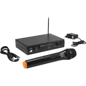 Bezvadu mikrofonu sistēma Omnitronic VHF-101 212.35 MHz uztvērējs un rokas raidītājs