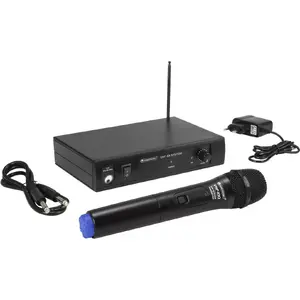 Bezvadu mikrofona sistēma Omnitronic VHF-101 — VHF vienkanāla darbība 201,60 MHz