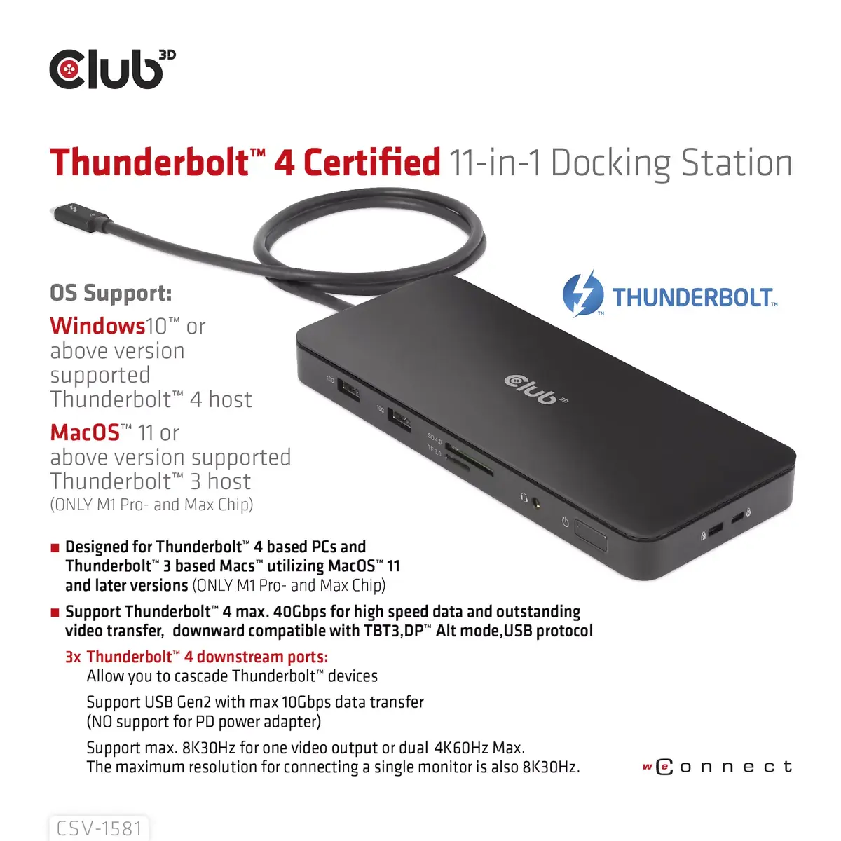 Док-станция CLUB3D Thunderbolt 4 Certified 11-in-1 Photo 9