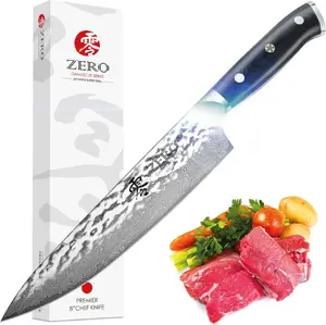 Нож шеф-повара Kozygear Premier 8" (33 см) Hammered Japan Super – кухонный шеф-нож с цельным лезвием