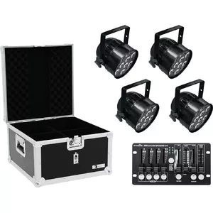 LED PAR light set EUROLITE 4x PAR-56 QCL with flight case and controller