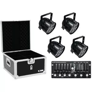 LED PAR-56 lighting set EUROLITE 20000411 — 4x HCL PAR-56 lamps with flight case and controller
