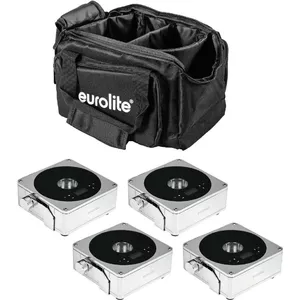 Flat Light Set 4x AKKU EUROLITE 20000425 with Soft-Bag – 4-piece battery flat panel lighting kit