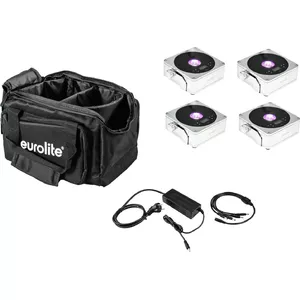 LED flat light set EUROLITE 20000444 — 4× battery-powered IP panels with charger and soft bag