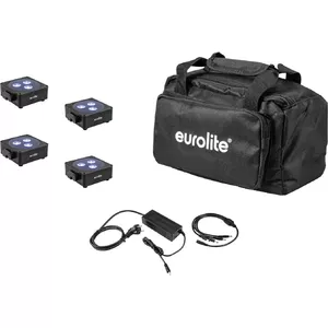 LED Flat Light Set EUROLITE AKKU 3 — 4× battery-powered panels in soft bag