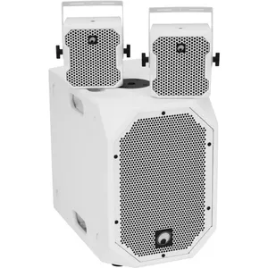 Aktīvā skaļruņu sistēma Omnitronic BOB-10A ws ar 2x BOB-4 ws – jaudīgais galvenais BOB-10A un divi satelīti BOB-4, kompakta aktīvā PA sistēma