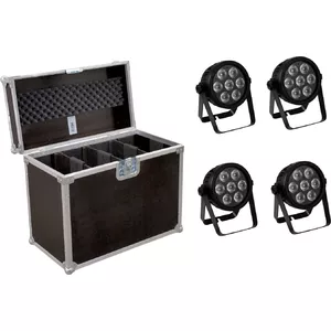 LED spot light EUROLITE 7C-7 Silent Slim 4x with carrying case, compact 4-unit kit