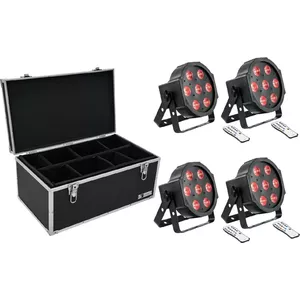LED floor light set EUROLITE SLS-7 HCL 4x with transport case TDV-1