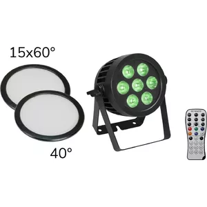 LED PAR Light EUROLITE Set 7×9W IP Rated with 2 Diffuser Lenses 15° and 40°