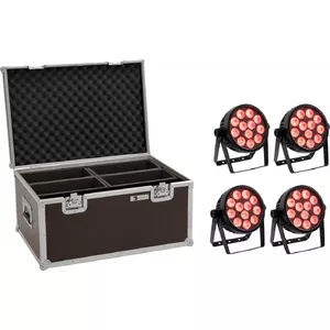LED spot light EUROLITE 7C-12 Silent Slim 4x with case — compact 4‑unit kit