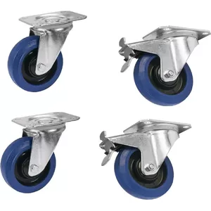 Комплект колес Roadinger RD-100 100 мм с тормозом, 2 шт., синий