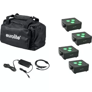 LED Flat Light Set EUROLITE 4x AKKU IP 3 — 4 battery-powered flat lights, rechargeable