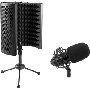 Lielas diafragmas kondensatora mikrofona komplekts Omnitronic CM-78MK2 ar AS-04 galda mikrofona absorbēšanas sistēmu