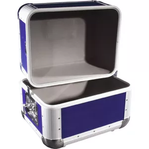 Roadinger Platten-Case 3011003B aluminum dark blue rounded – vinyl record or media case