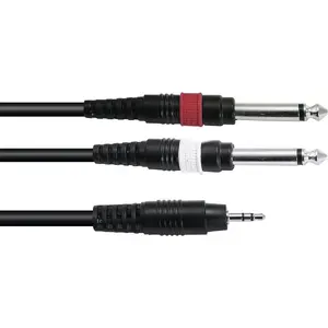 Audio adaptera kabelis Omnitronic 3,5 mm uz 2×3,5 mm, 3 m, melns