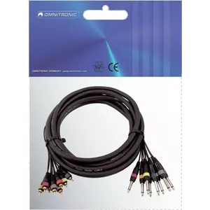 Audio snake cable Omnitronic 8×RCA to 8×1/4" mono jack, 15 m, model 30304748