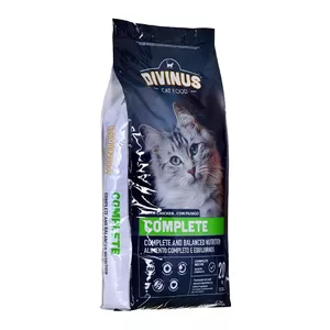 Sausais kaķu barības DIVINUS Cat Complete 20 kg — uzturs pieaugušiem, vistas garša, 30% olbaltumvielu, 12% tauku