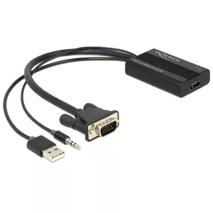 Адаптер видеокабеля DeLOCK 62597 0.25м HDMI Type A VGA D-Sub 3.5mm USB Type-A Черный