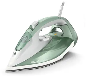 Паровой утюг Philips 7000 series DST7012/70 с мощностью 2600 Вт, подошвой SteamGlide Plus, постоянным паром 45 г/мин, паровым ударом 220 г/мин, резервуаром для воды 0.3 л, зелено-серый