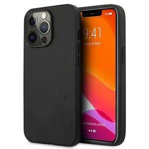 Mercedes cietais vāciņš Leather Hot Stamped Apple iPhone 13 Pro Max melns