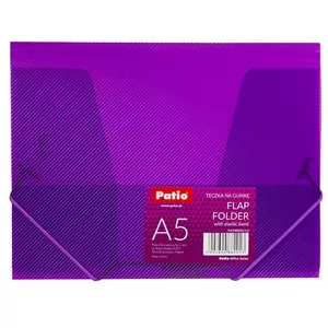 PATIO A5 Polypropylene Document Folder with Elastic Bands, Transparent Purple