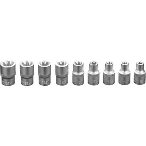 Socket set NEO tools 1/2" Torx E10–E24 9-piece model 08-649