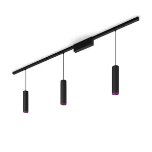 Karājošais viedais gaismeklis Signify Philips Perifo taisns komplekts (3 abažūri), Bluetooth, 15,6 W, melns, 1715×26 mm
