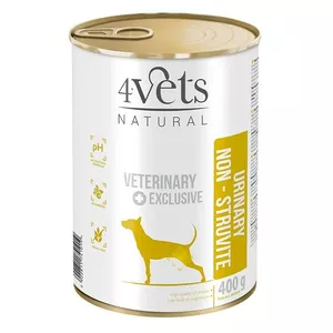 Влажный корм для собак 4vets Natural Urinary No Struvit 400 г — ветеринарная диета для здоровья мочевыводящих путей, индейка