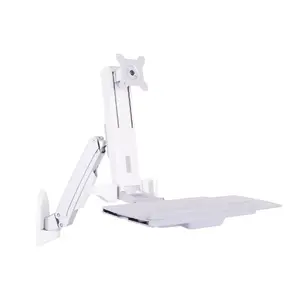 Кронштейн-стол MULTIBRACKETS M Workstation Arm Single — для дисплеев 15"–27", макс. нагрузка 11,5 кг, регулировка высоты 0–124 мм, под клавиатуру 449×207 мм, белый