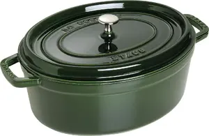 Staub La Cocotte 33 cm Oval Cast Iron Dutch Oven, Basil Green