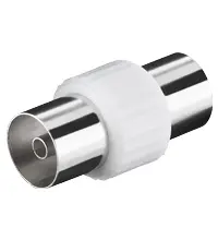 Goobay TV/F-TV/F Coaxial Adapter with IEC Coaxial Socket to IEC Coaxial Socket Connections in Stainless Steel and White, 10 Pieces