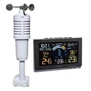 TFA Spring Breeze Black battery-powered anemometer, indoor/outdoor thermometer and hygrometer, wireless 433 MHz, AAA