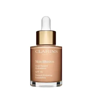 Skaistumkods Clarins Skin Illusion 108 Sand — šķidra mitrinoša tonālā krēma formula, pilinātāja flakons, 30 ml