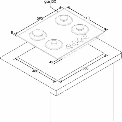 Candy CVW6BB Built-in Gas Hob Photo 9