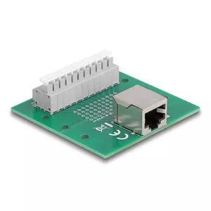 DeLOCK RJ50 female на клеммную колодку с кнопкой для DIN-рейки