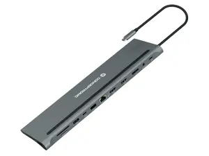 Conceptronic DONN17G Laptop Docking Station Wired USB 3.2 Gen 1 Type-C Grey with 100W Power Delivery Ethernet and Card Reader
