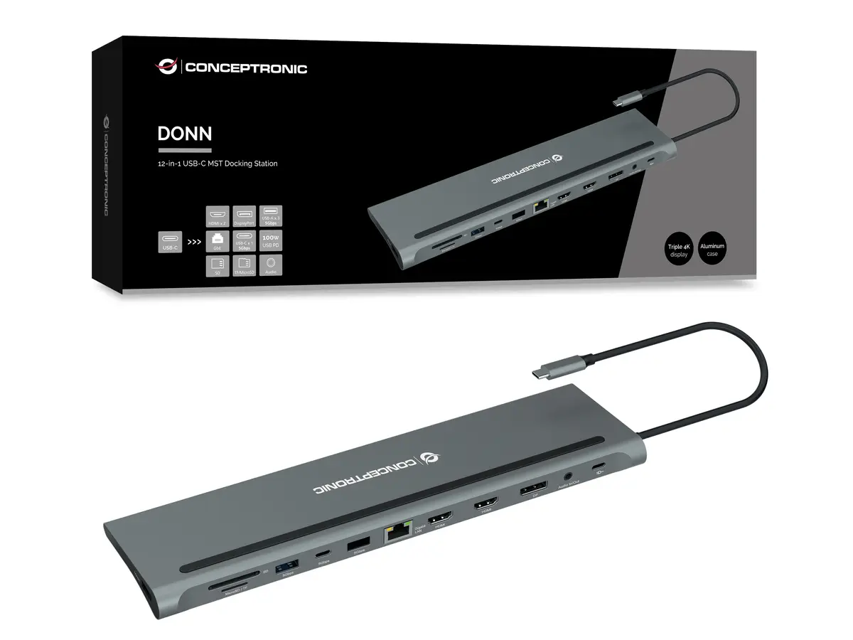 Док-станция для ноутбука Conceptronic DONN17G USB-C Photo 2