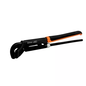 Pipe wrench 90° Bahco Swedish model, black/orange, 320 mm height, 6.6 cm max jaw width