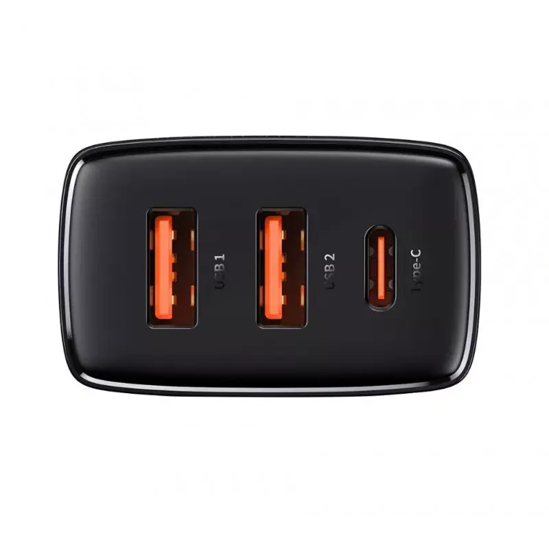 Baseus CCXJ-E01 Ātrais lādētājs 30 W 2xUSB + USB-C QC3.0 PD3.0, melns Photo 2