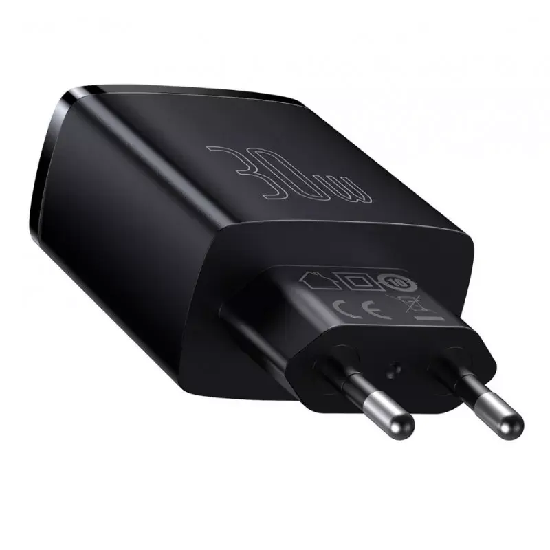 Baseus CCXJ-E01 Ātrais lādētājs 30 W 2xUSB + USB-C QC3.0 PD3.0, melns Photo 3
