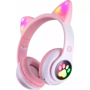 Wireless Bluetooth Headphones DEFENDER FreemotionB585 with LED lighting, Pink