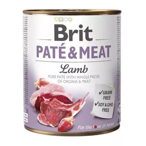 Mitrā barība suņiem Brit Paté & Meat ar jēru 800 g – pilnvērtīga konservēta ēdienreize pieaugušiem suņiem, 11% olbaltumvielu, 9% tauku, 75% mitruma