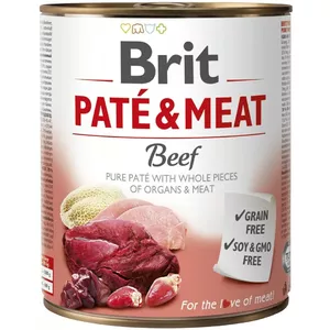 Влажный корм для собак Brit Paté & Meat с говядиной 800 г — паёк для взрослых собак