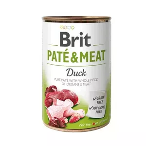 Влажный корм для собак Brit Paté & Meat Adult Duck 400 г – паштет для взрослых собак, 75% влаги, 11% белка, без злаков
